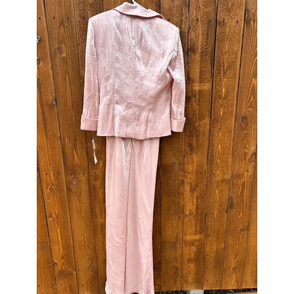 NWT Jessica Howard Pink Iridescent Metallic Formal Maxi Dress Jacket Set 8